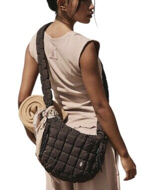 Free People Quilted Baby Carryall Sling Bag In Chocolate NWT